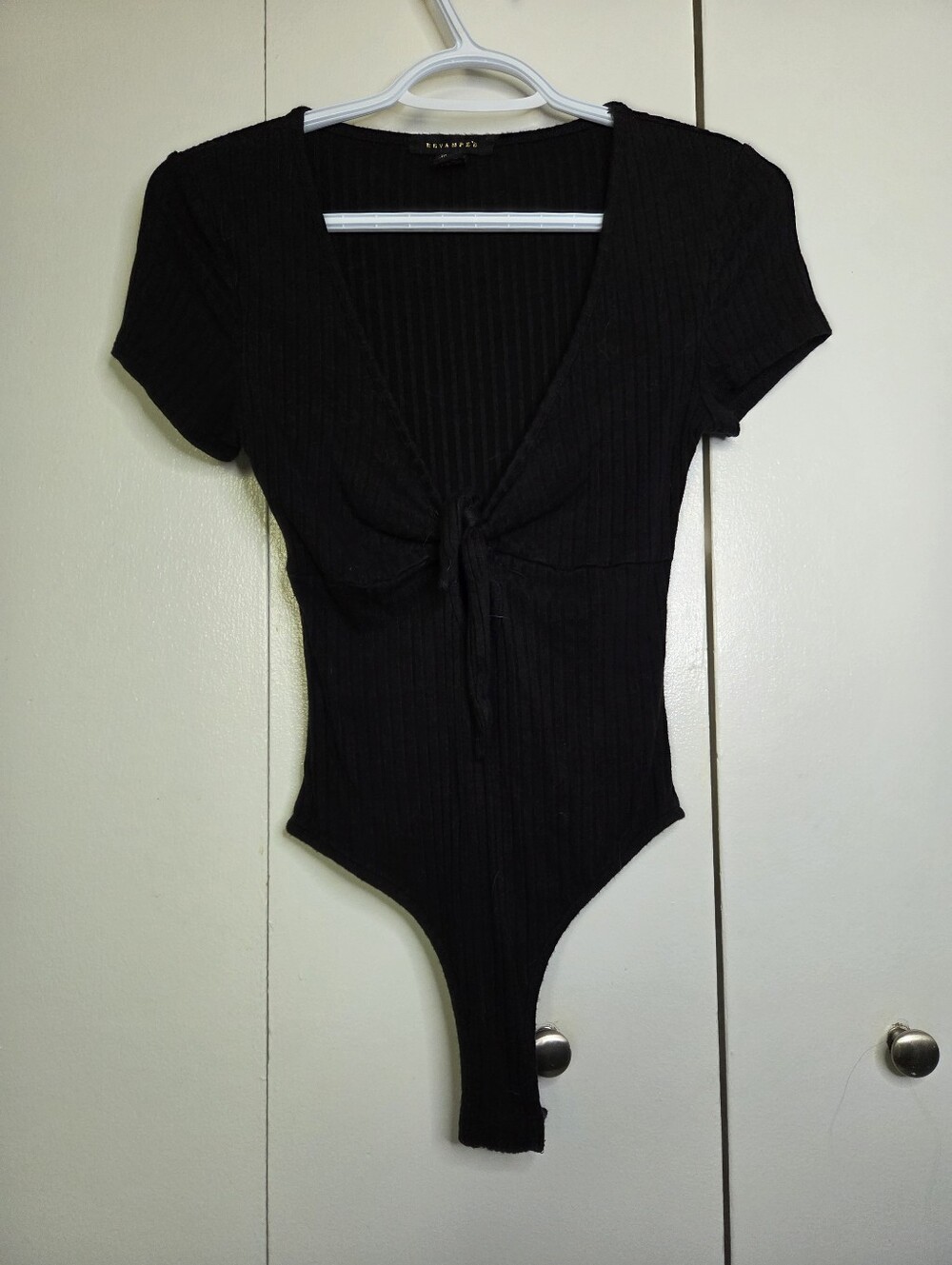 Forever 21 Revamped Women's L Black Tie-Front Short Sleeve Bodysuit